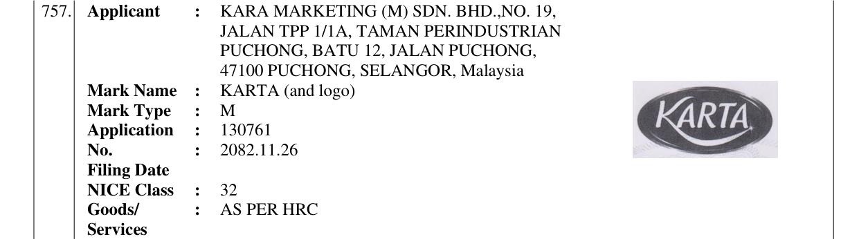 Original bulletin entry for KARTA (and logo)