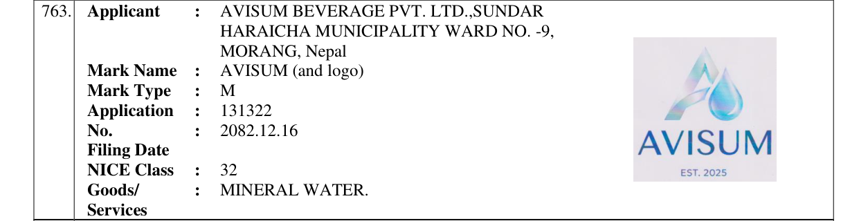 Original bulletin entry for AVISUM (and logo)