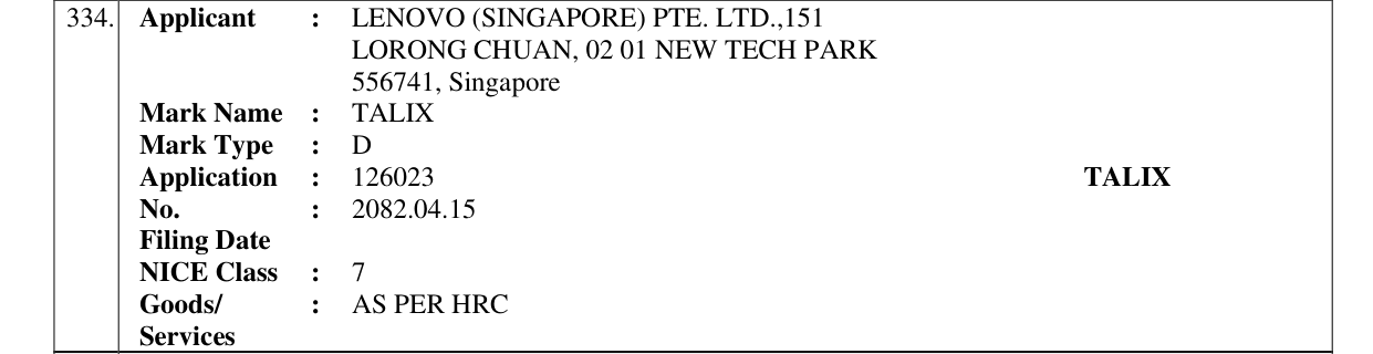 Original bulletin entry for TALIX