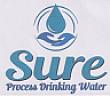 SURE PROCESS DRINKING WATER (and logo) trademark logo