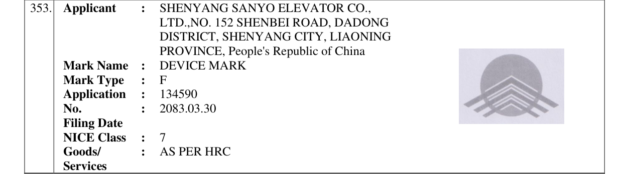 Original bulletin entry for DEVICE MARK