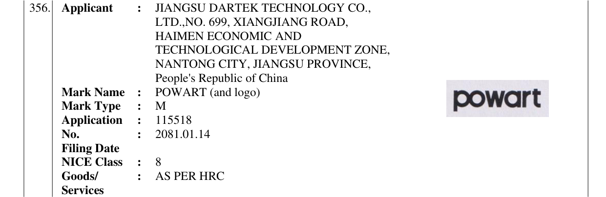Original bulletin entry for POWART (and logo)