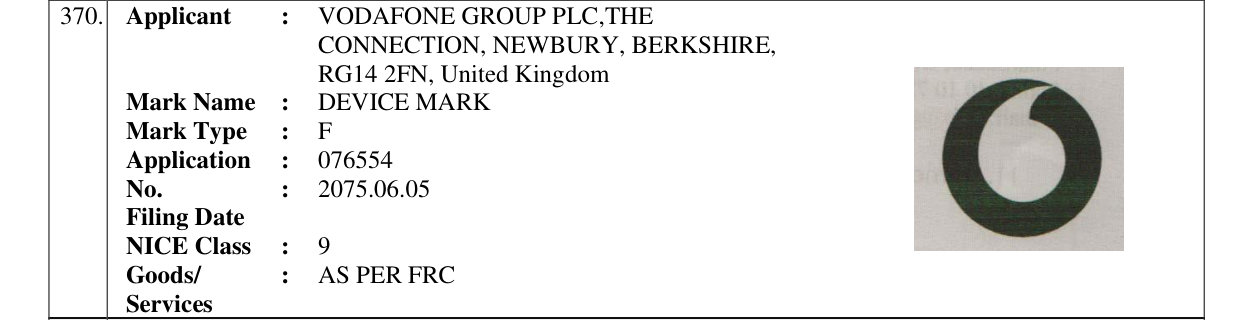 Original bulletin entry for DEVICE MARK