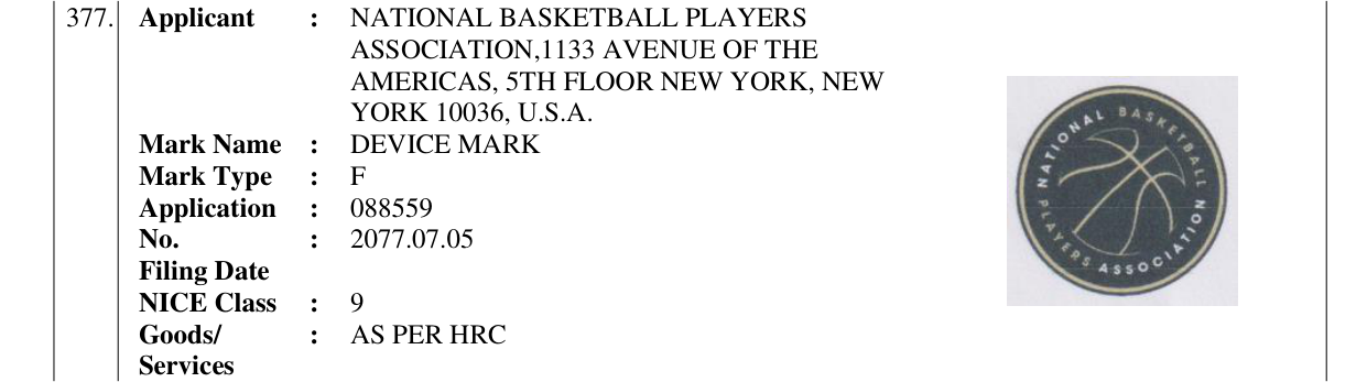 Original bulletin entry for DEVICE MARK