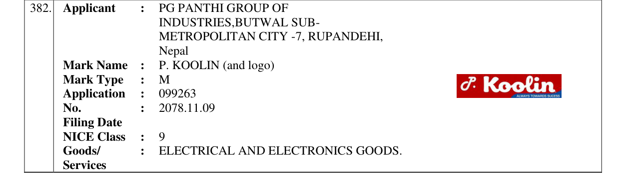 Original bulletin entry for P. KOOLIN (and logo)