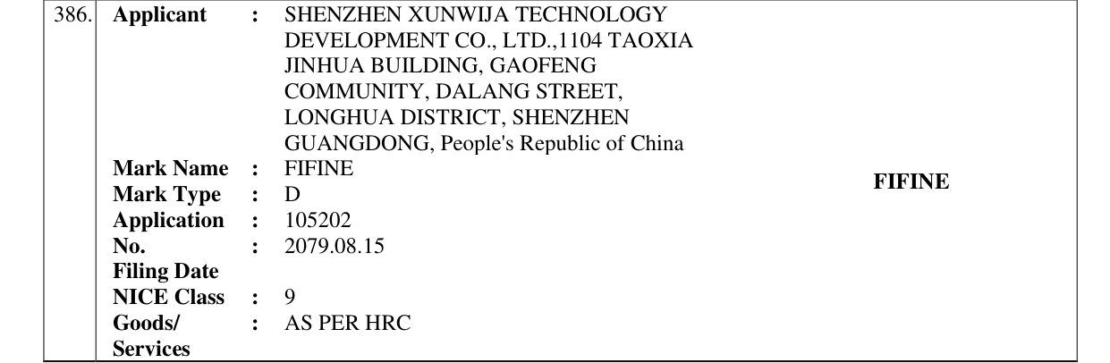 Original bulletin entry for FIFINE FIFINE