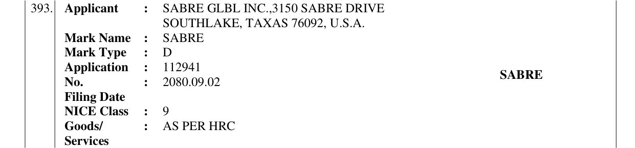 Original bulletin entry for SABRE