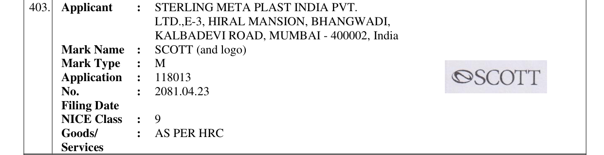 Original bulletin entry for SCOTT (and logo)