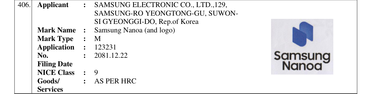 Original bulletin entry for Samsung Nanoa (and logo)