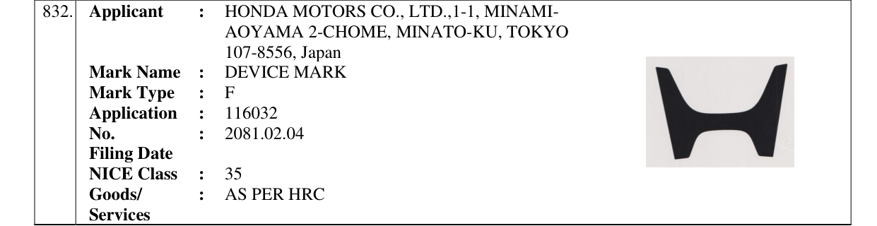 Original bulletin entry for DEVICE MARK