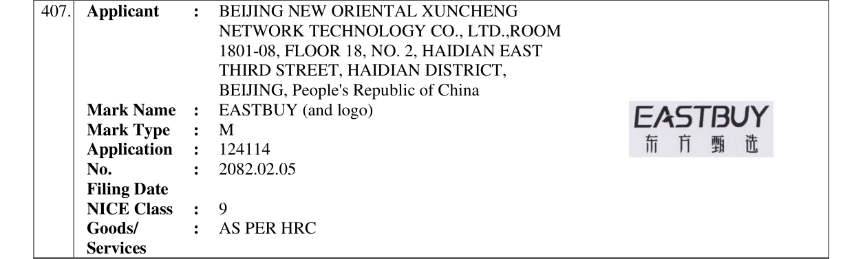 Original bulletin entry for EASTBUY (and logo)