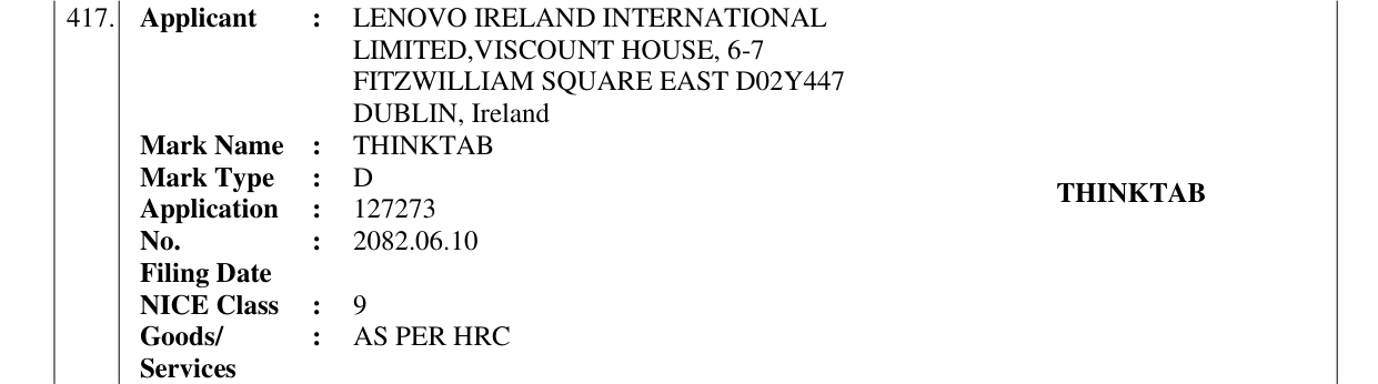 Original bulletin entry for THINKTAB