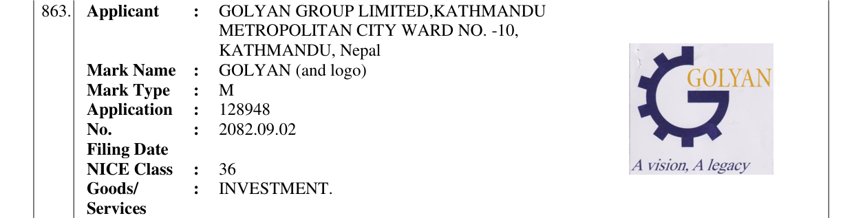 Original bulletin entry for GOLYAN (and logo)