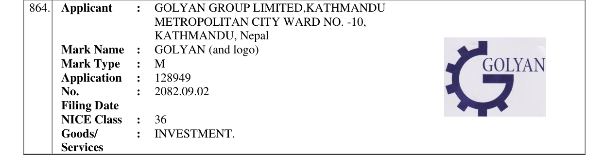 Original bulletin entry for GOLYAN (and logo)