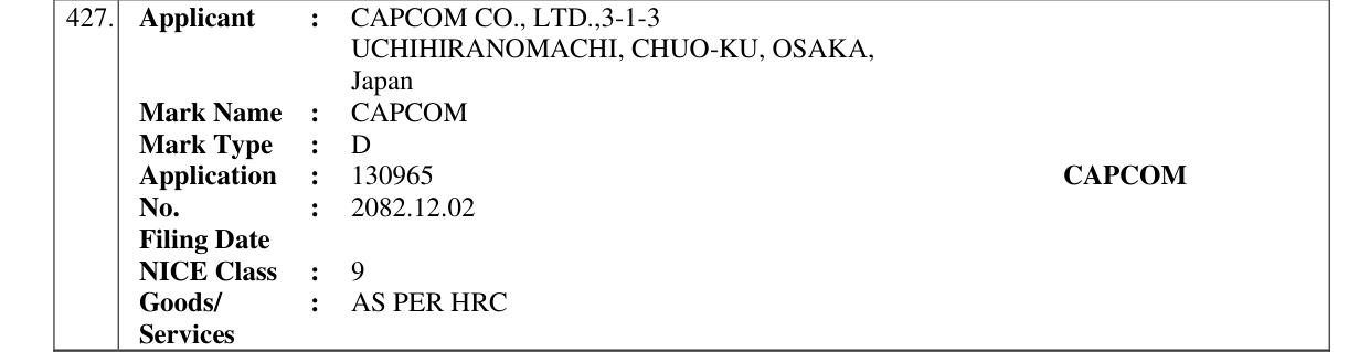 Original bulletin entry for CAPCOM