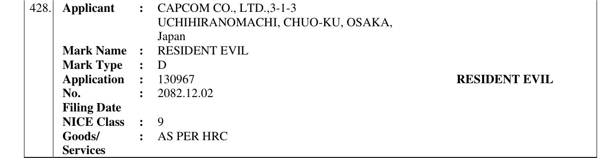 Original bulletin entry for RESIDENT EVIL