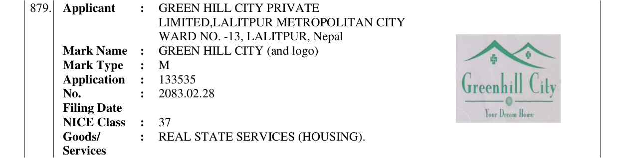 Original bulletin entry for GREEN HILL CITY (and logo)