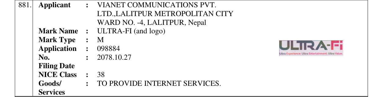 Original bulletin entry for ULTRA-FI (and logo)