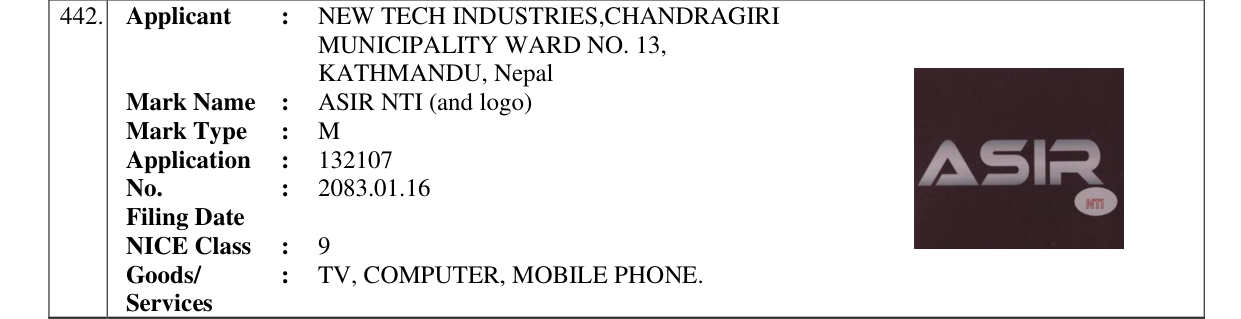 Original bulletin entry for ASIR NTI (and logo)