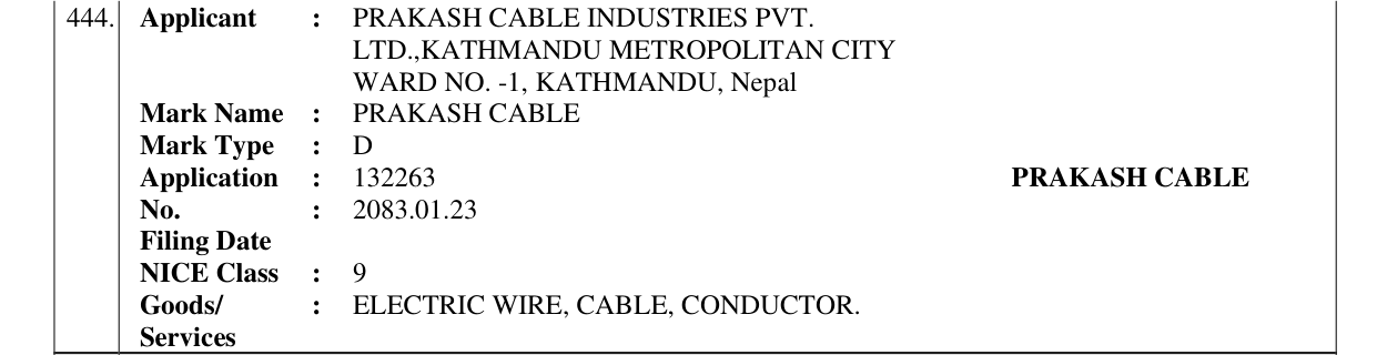 Original bulletin entry for PRAKASH CABLE