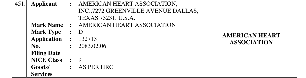 Original bulletin entry for AMERICAN HEART ASSOCIATION