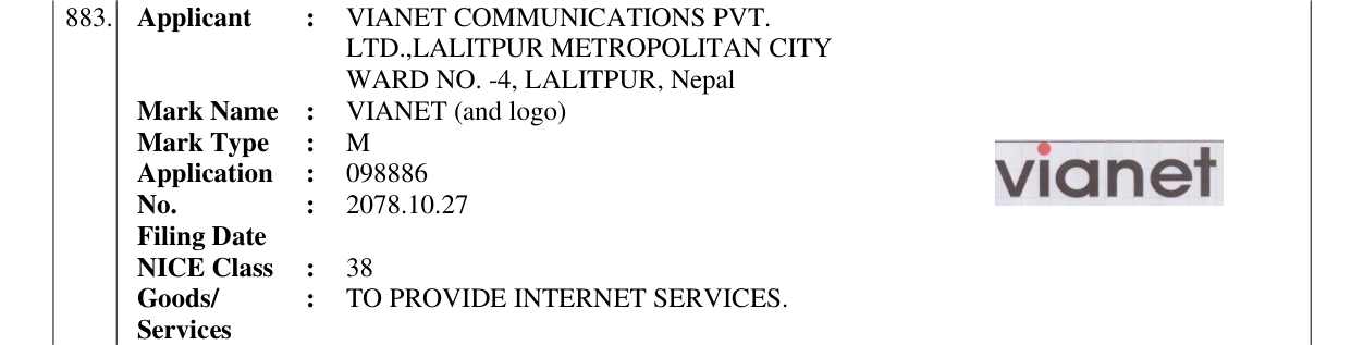 Original bulletin entry for VIANET (and logo)