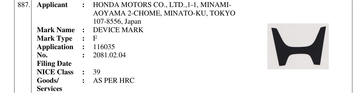 Original bulletin entry for DEVICE MARK