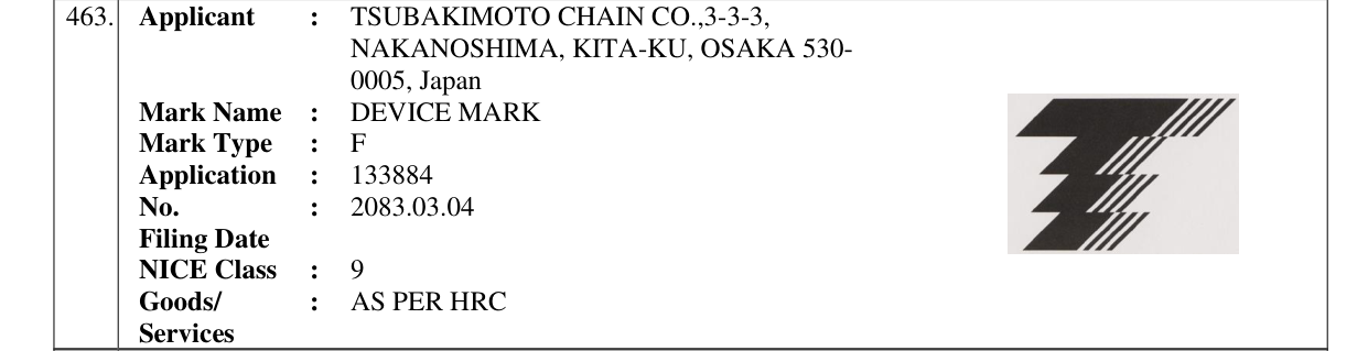 Original bulletin entry for DEVICE MARK