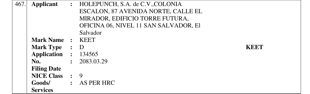 Original bulletin entry for KEET