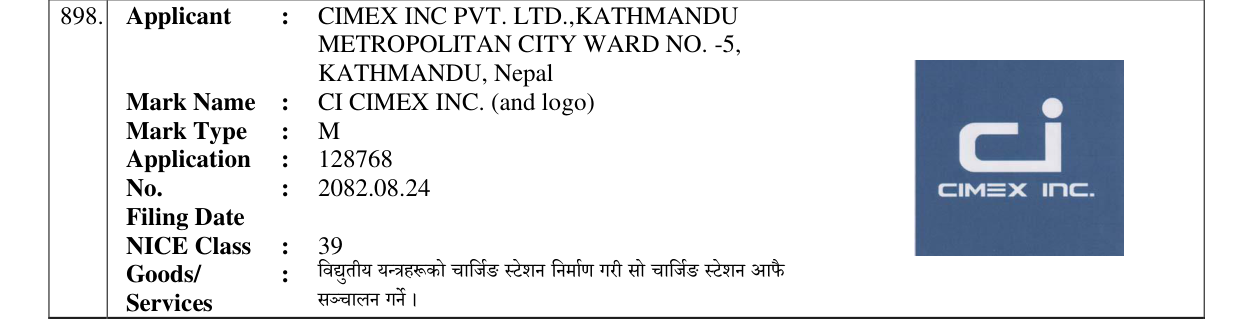 Original bulletin entry for CI CIMEX INC. (and logo)