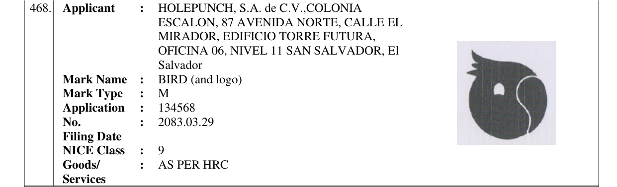 Original bulletin entry for BIRD (and logo)