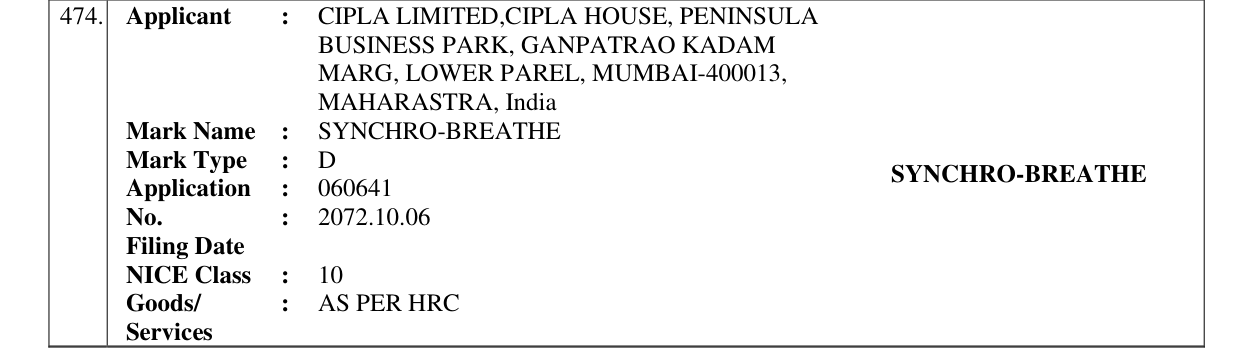 Original bulletin entry for SYNCHRO-BREATHE