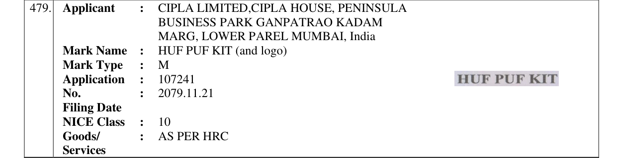 Original bulletin entry for HUF PUF KIT (and logo)
