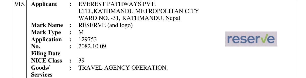 Original bulletin entry for RESERVE (and logo)