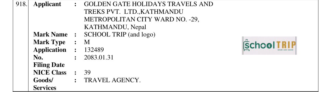 Original bulletin entry for SCHOOL TRIP (and logo)