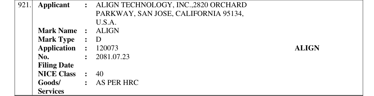 Original bulletin entry for ALIGN