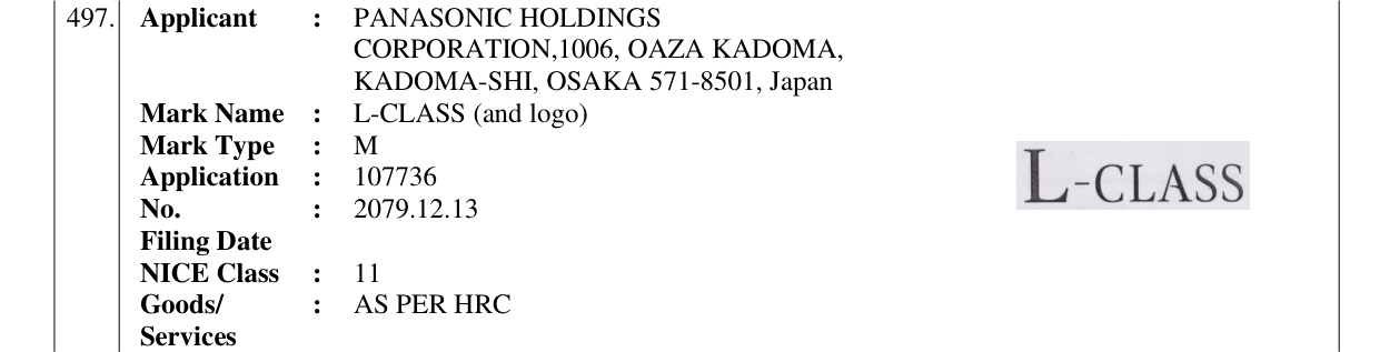 Original bulletin entry for L-CLASS (and logo)