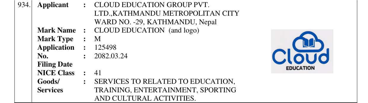 Original bulletin entry for CLOUD EDUCATION (and logo)