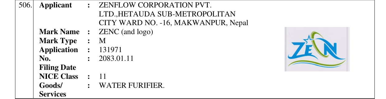 Original bulletin entry for ZENC (and logo)