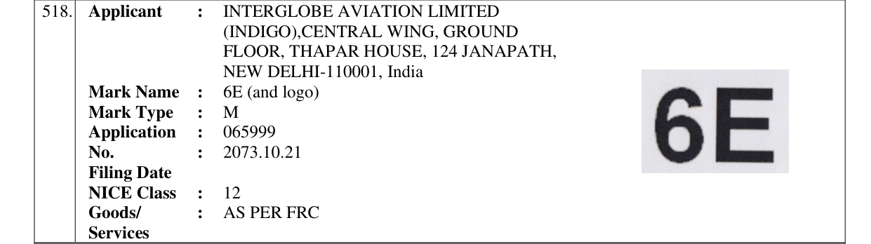Original bulletin entry for 6E (and logo)