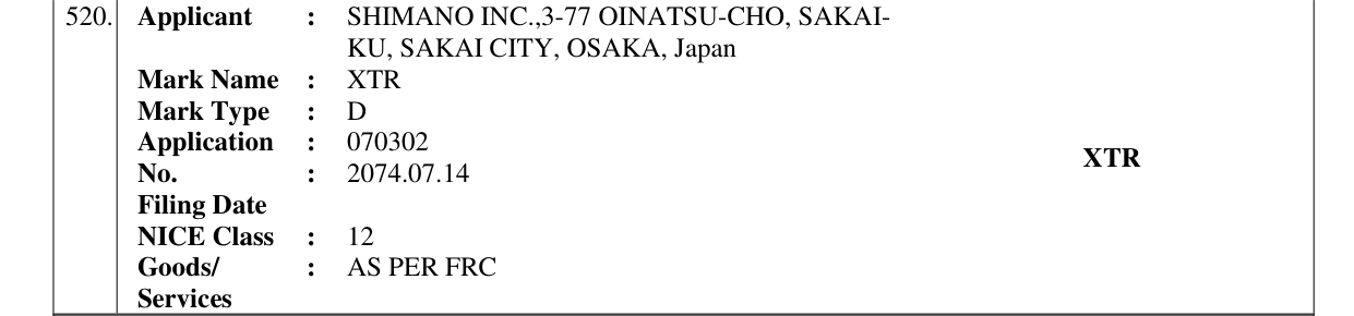 Original bulletin entry for XTR
