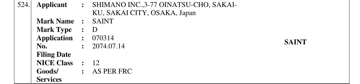 Original bulletin entry for SAINT