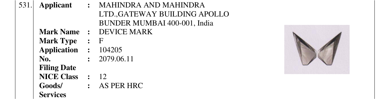 Original bulletin entry for DEVICE MARK