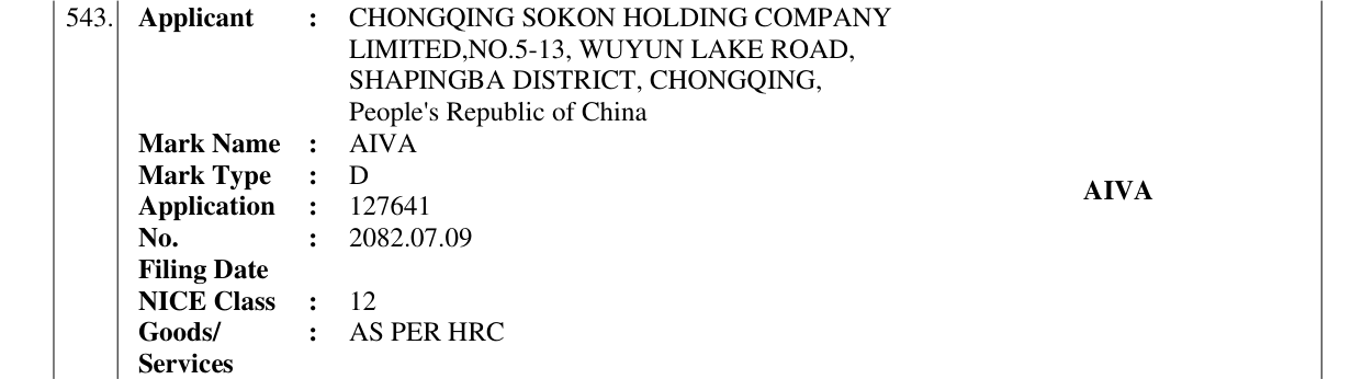 Original bulletin entry for AIVA