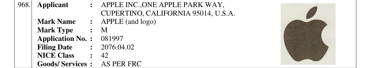 Original bulletin entry for APPLE (and logo)