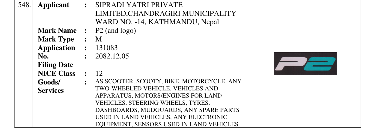 Original bulletin entry for P2 (and logo)