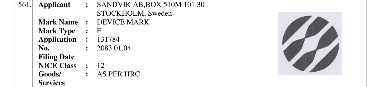 Original bulletin entry for DEVICE MARK