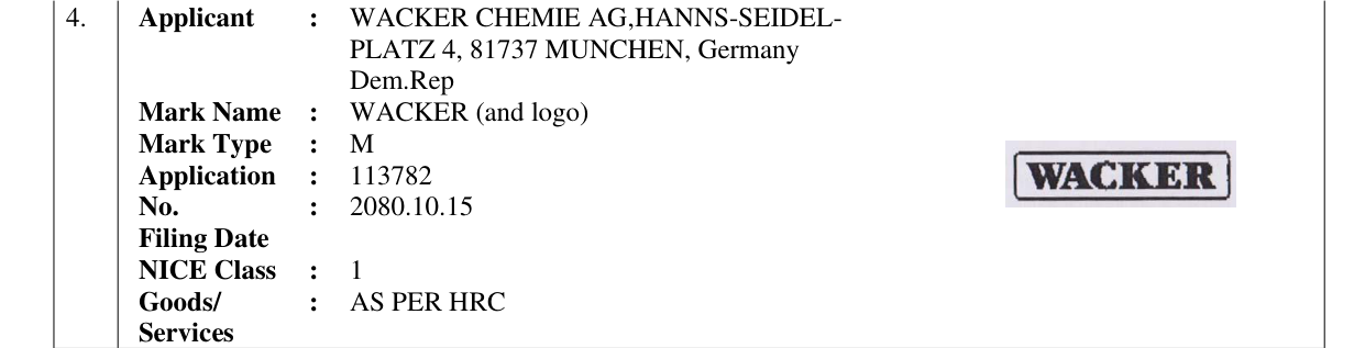 Original bulletin entry for WACKER (and logo)