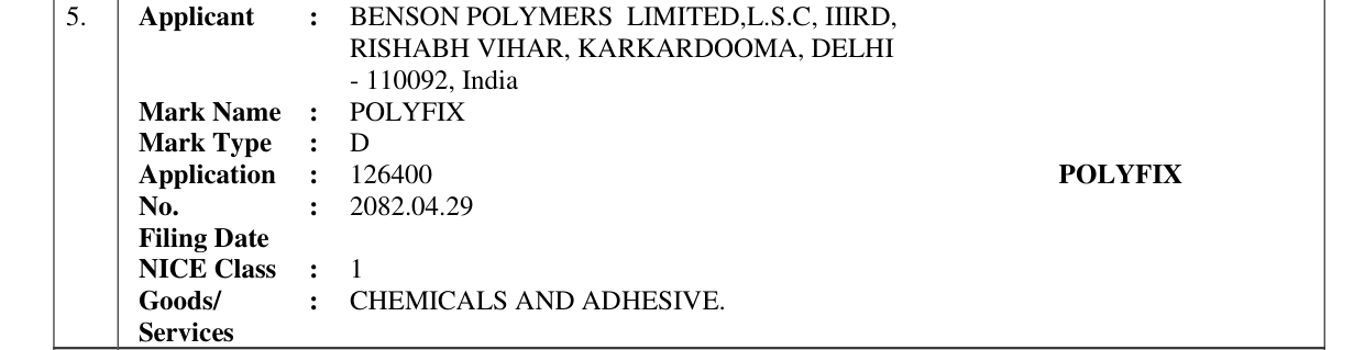 Original bulletin entry for POLYFIX