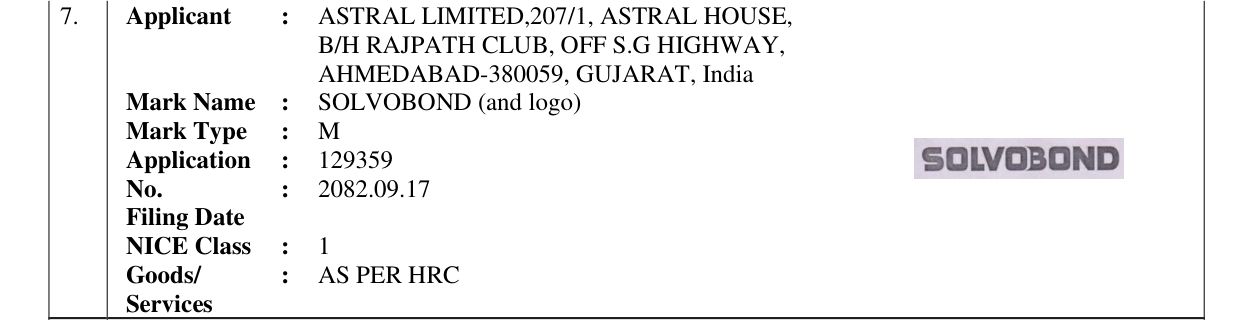 Original bulletin entry for SOLVOBOND (and logo)
